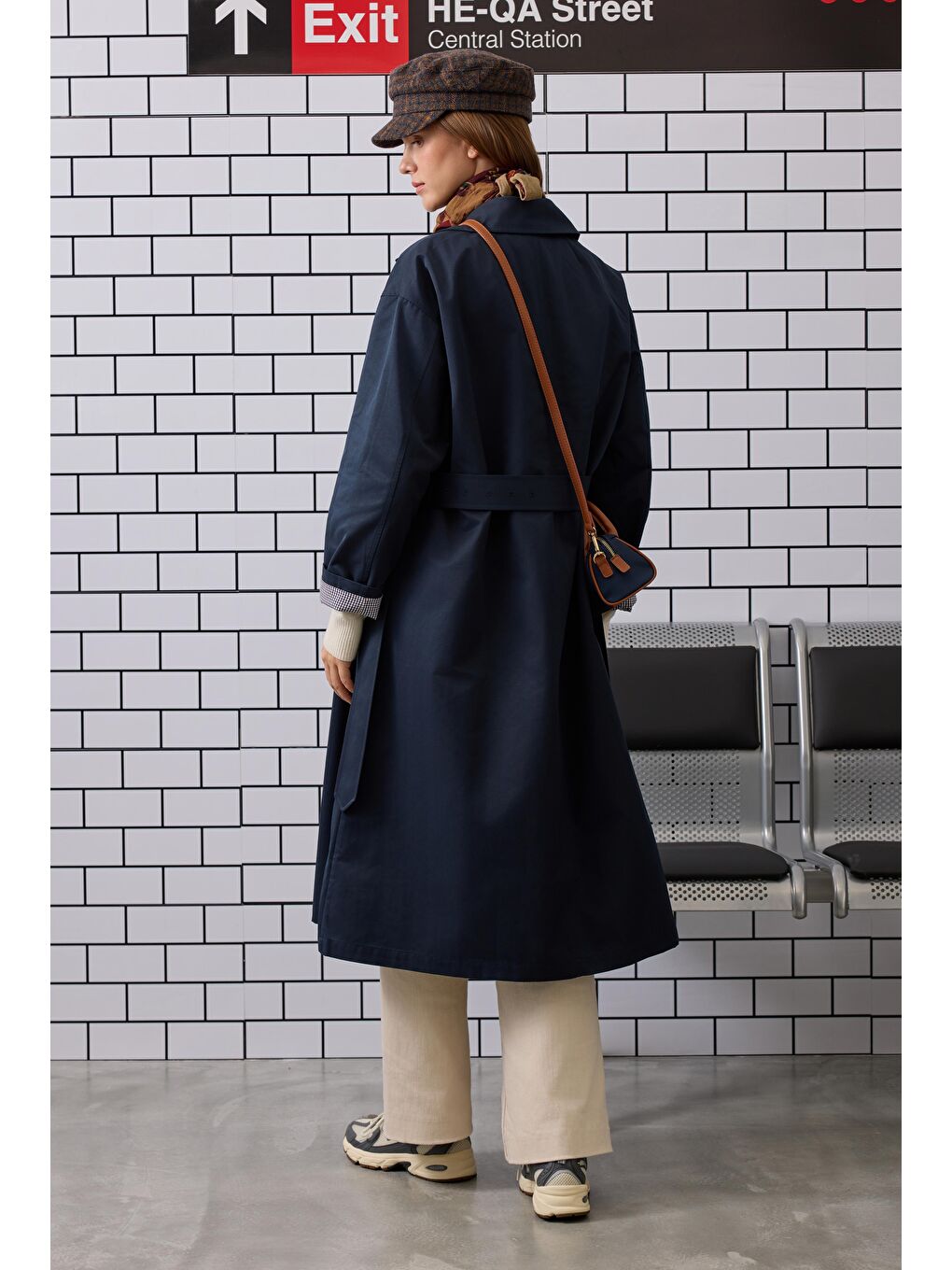 Minimal Trençkot Lacivert-3