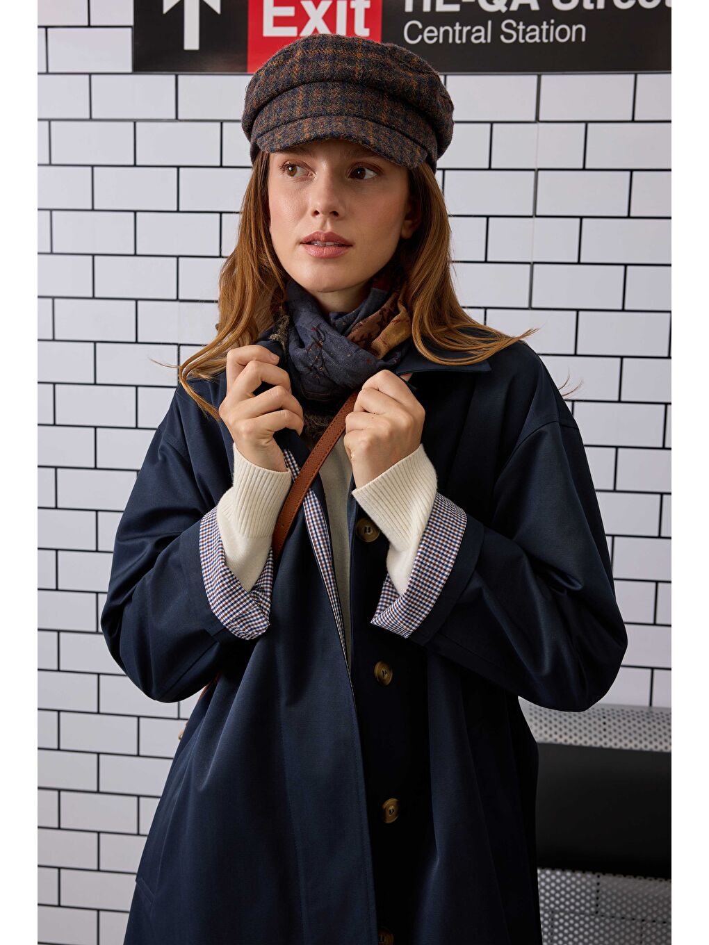 Minimal Trençkot Lacivert-4