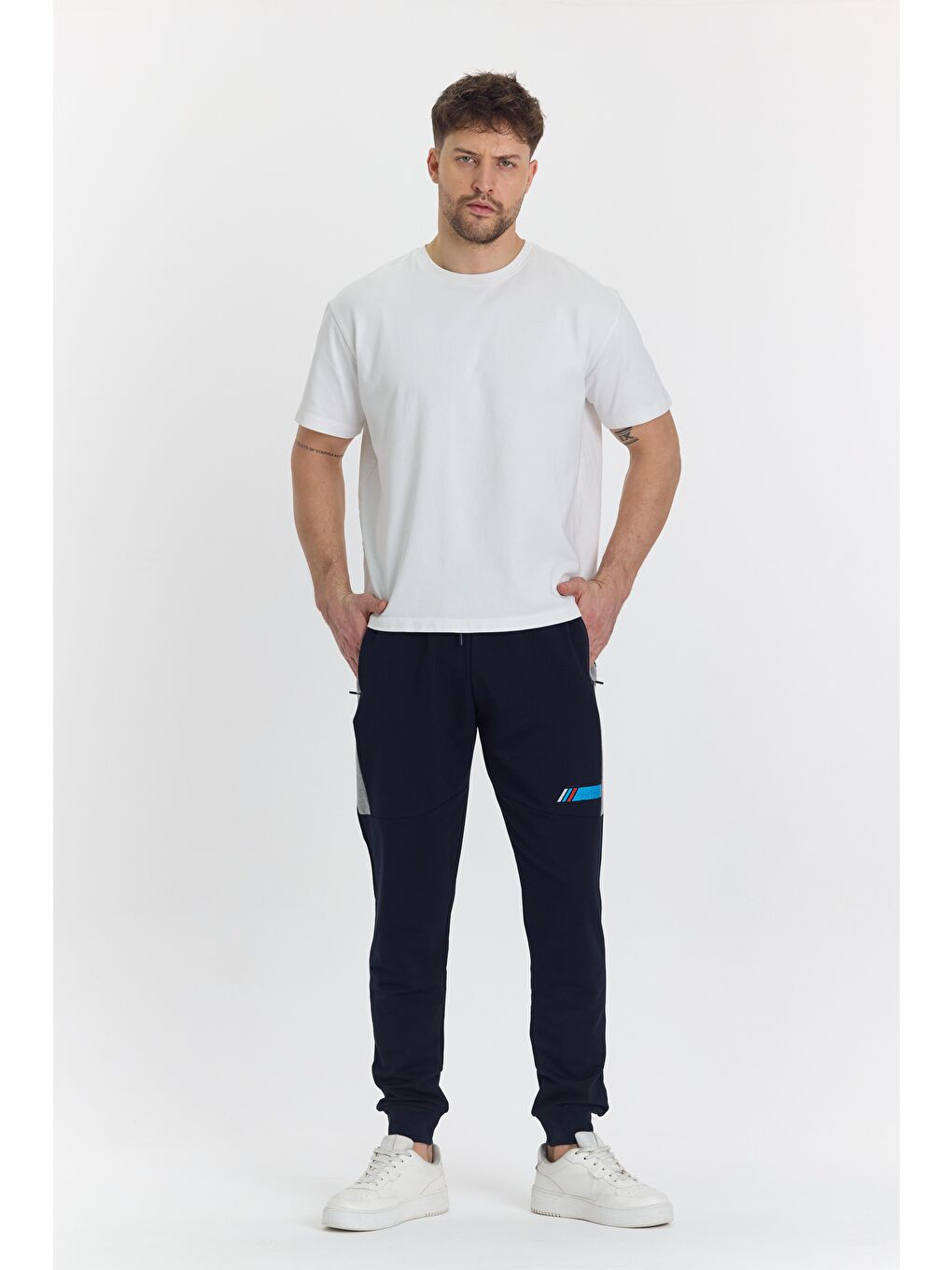 Erkek Pamuklu Baskılı Eşofman Altı Lacivert 5425-L-3