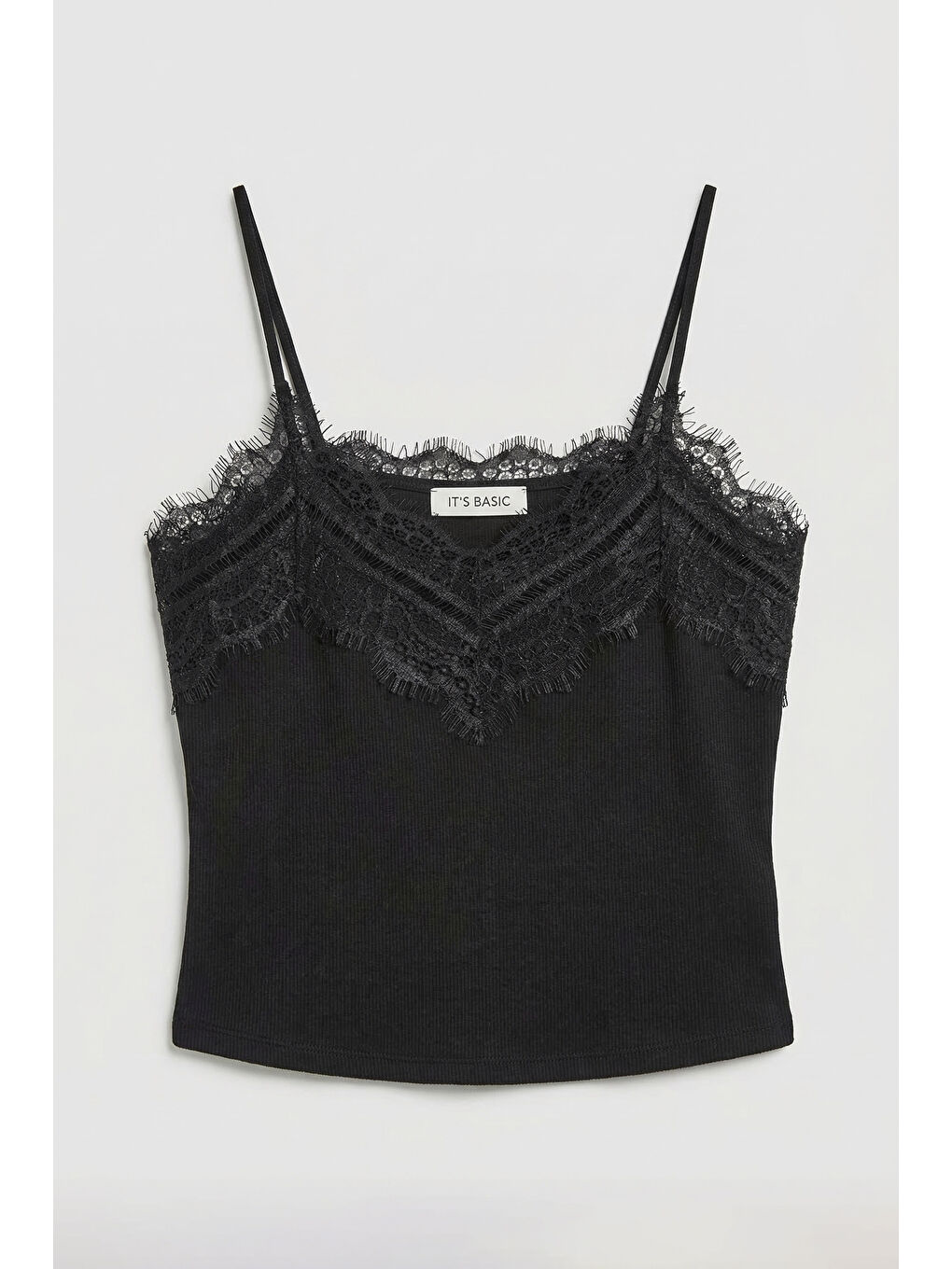 Kadın Siyah w5 Dantel Detaylı Destekli Cup Askılı Tasarım Body-1