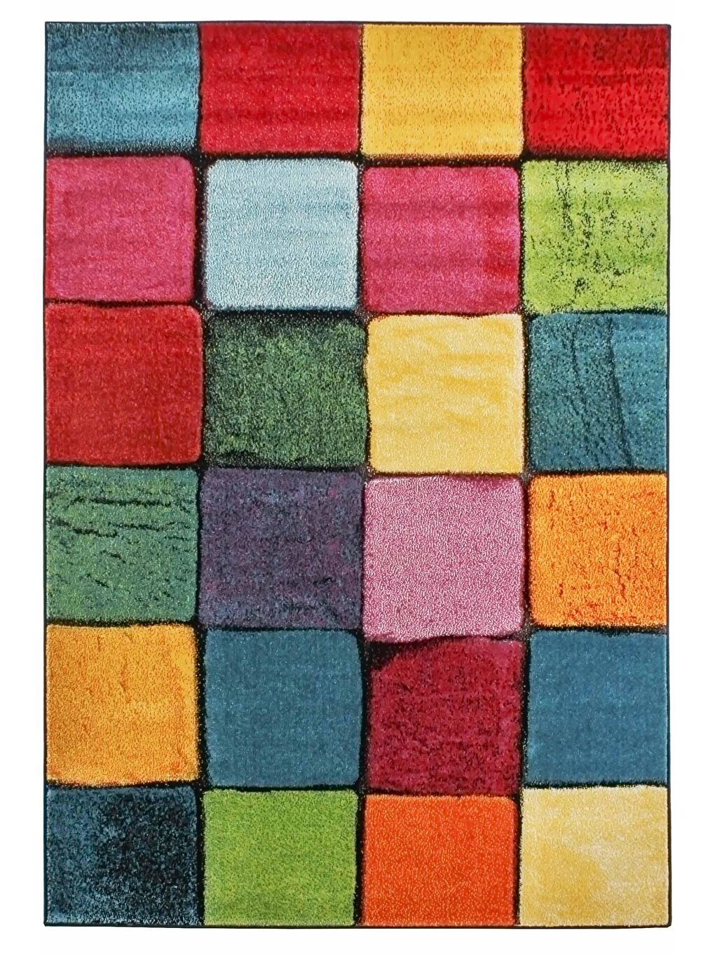 Konfor Halı Karışık Renkli Kare Duvar Taşı Modern Dokuma Halı-100x200 - 3