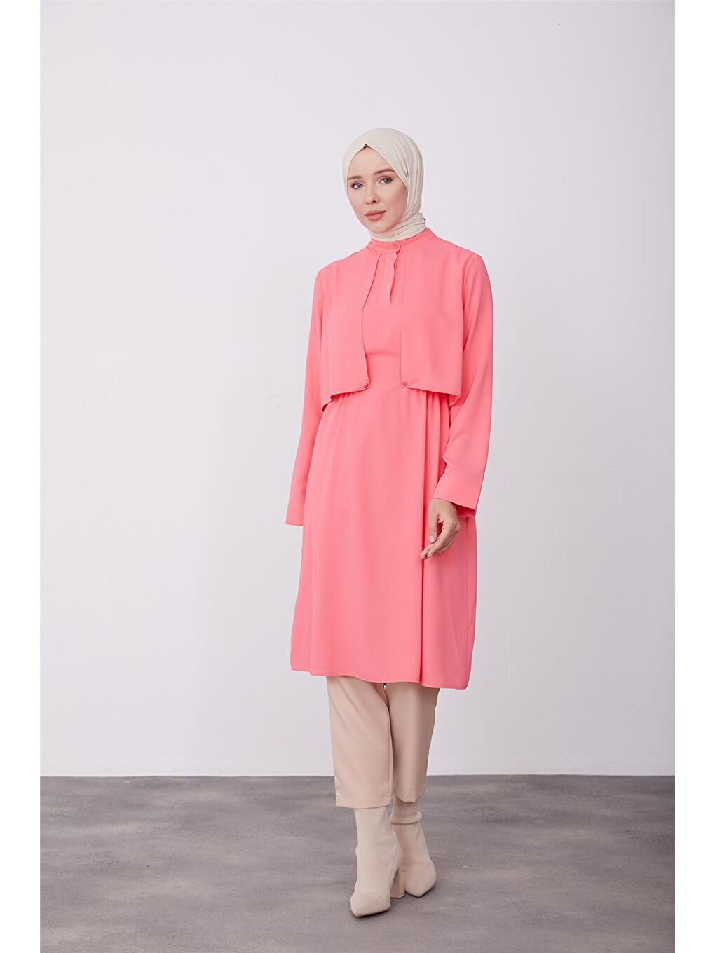 ARMİNE Pembe Aller Detaylı Tunik 23K4710 - 1