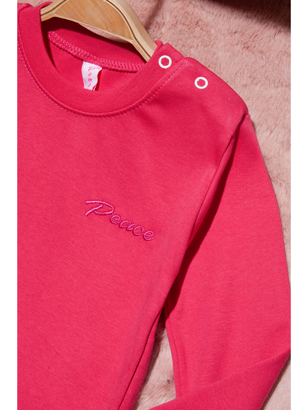 Pembe Life Kids Club Pembe Yazı Nakışlı Kız Çocuk Çıtçıtlı Sweatshirt 16416 - 2