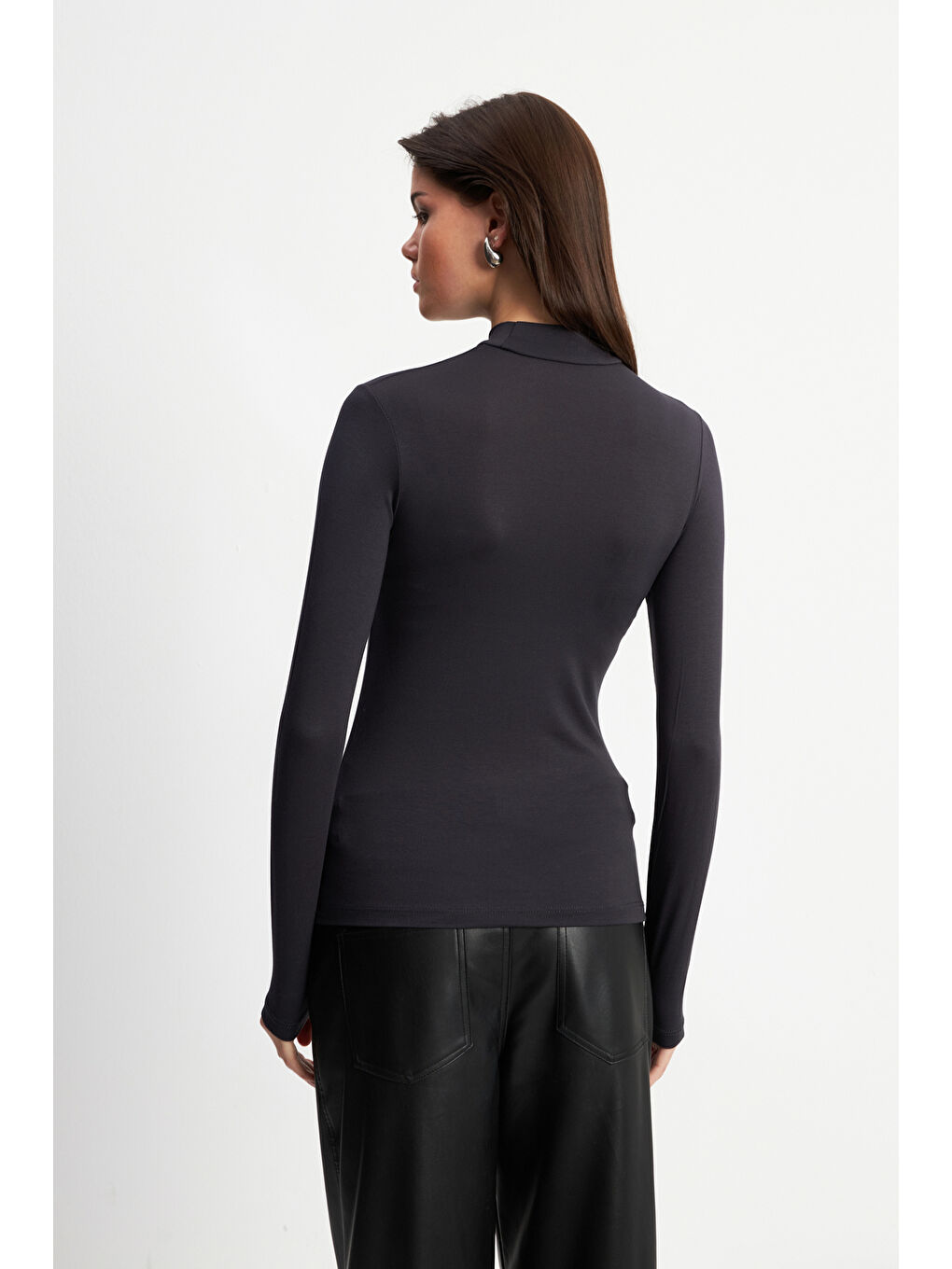 Kadın Antrasit Parmak Detaylı Body-6