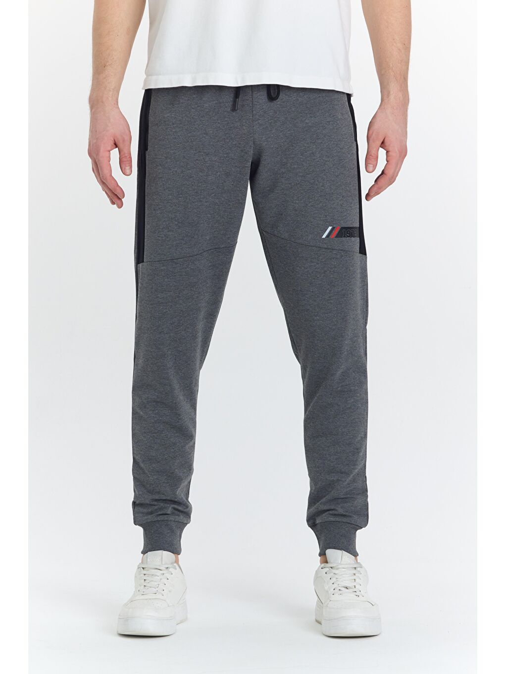 Erkek Pamuklu Baskılı Eşofman Altı Antrasit Melanj 5425-A-1