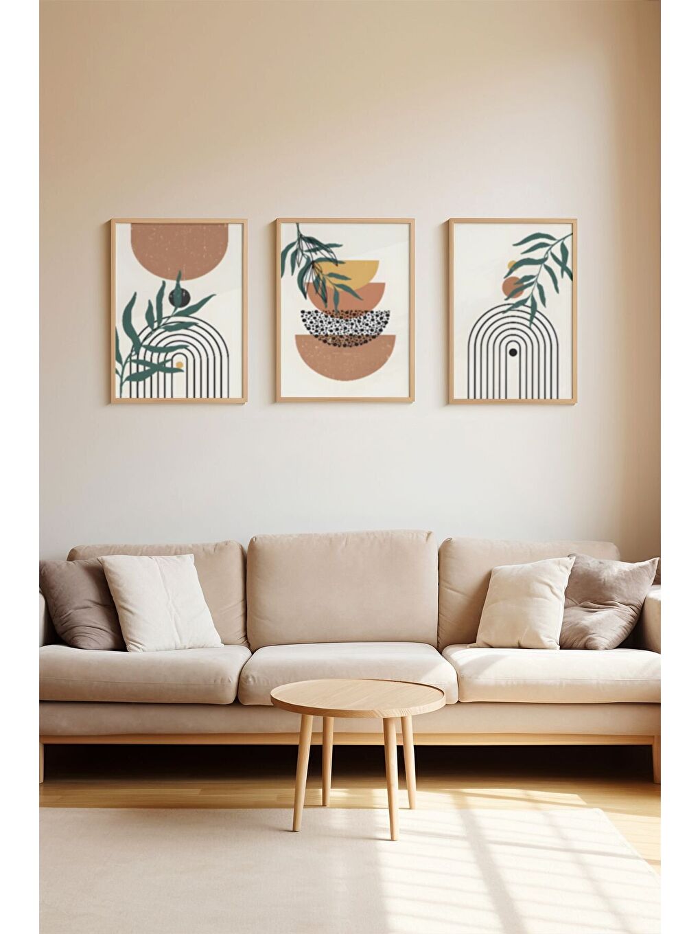 Beyaz Gerçek Ahşap Çerçeveli 3 Parça 3D Poster Tablo Seti - 3DARTSOHOSET130-2030-1