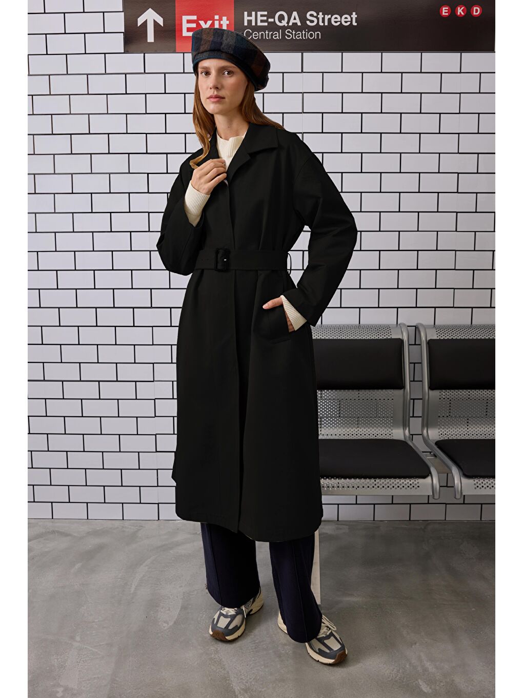 Minimal Trençkot Siyah-2