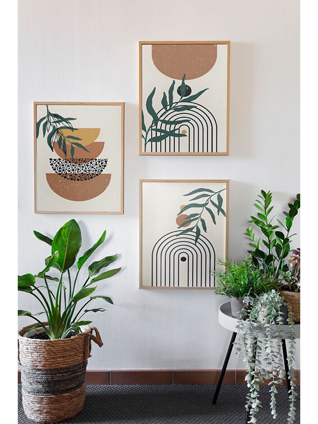 Beyaz Gerçek Ahşap Çerçeveli 3 Parça 3D Poster Tablo Seti - 3DARTSOHOSET130-2030-2