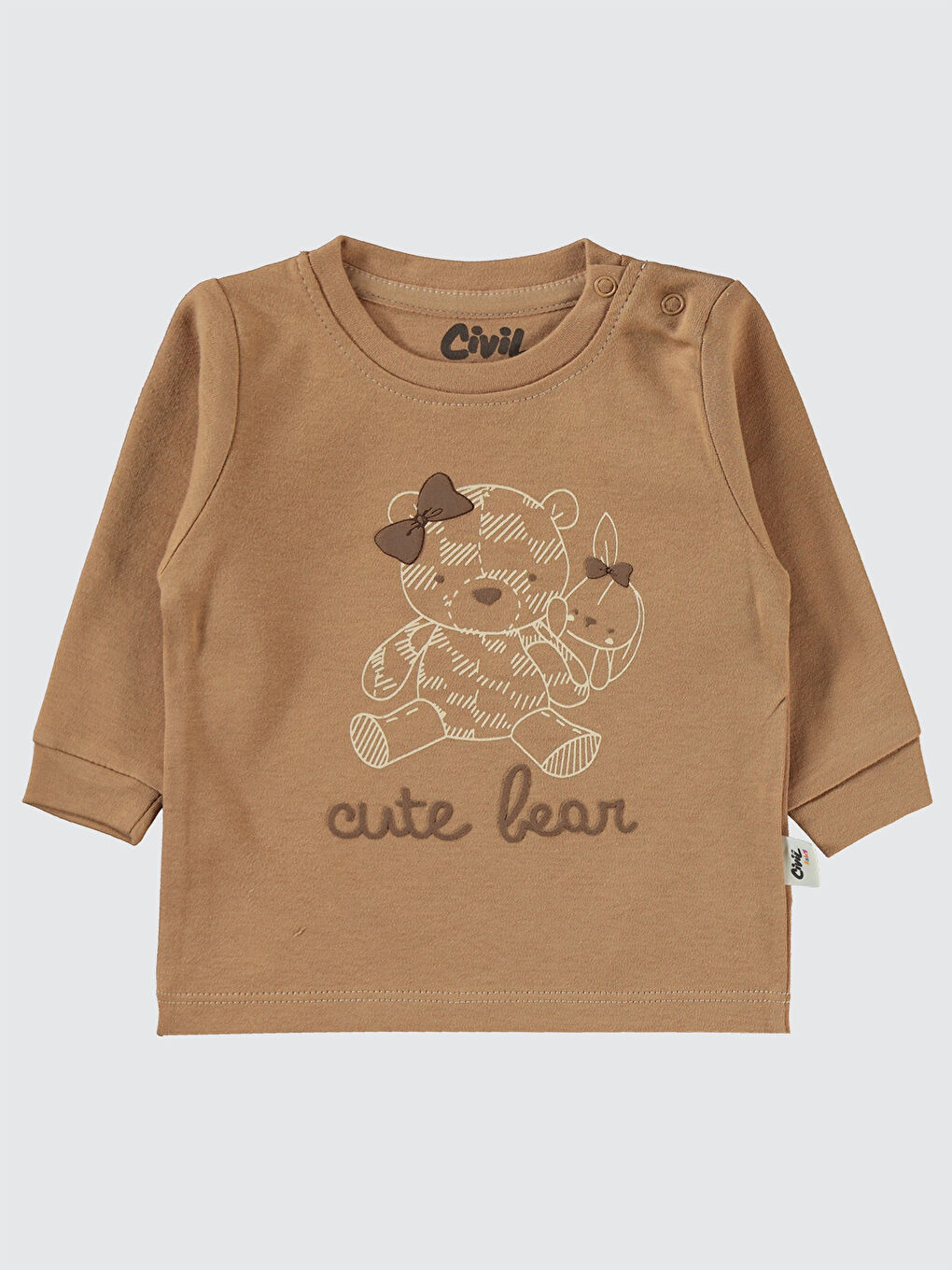 Civil Kahverengi Baby Kız Bebek 2'li Sweatshirt 6-18 Ay Kahve - 1