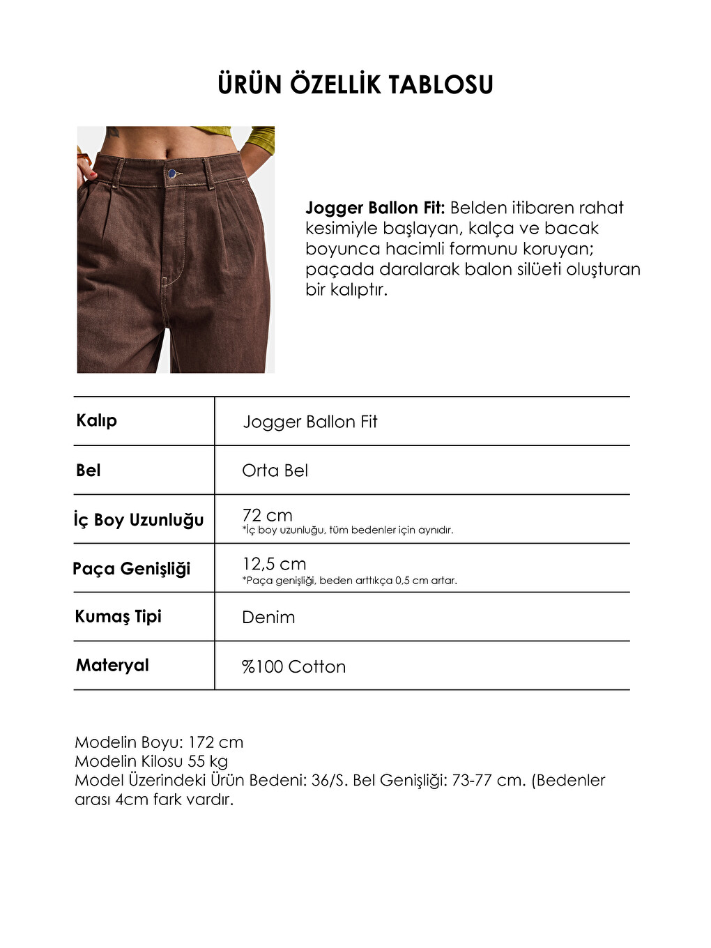 Kahverengi Kadın Kahve 1w6-16 Jogger Ballon Fit Bol Kesim Denim Jean-6