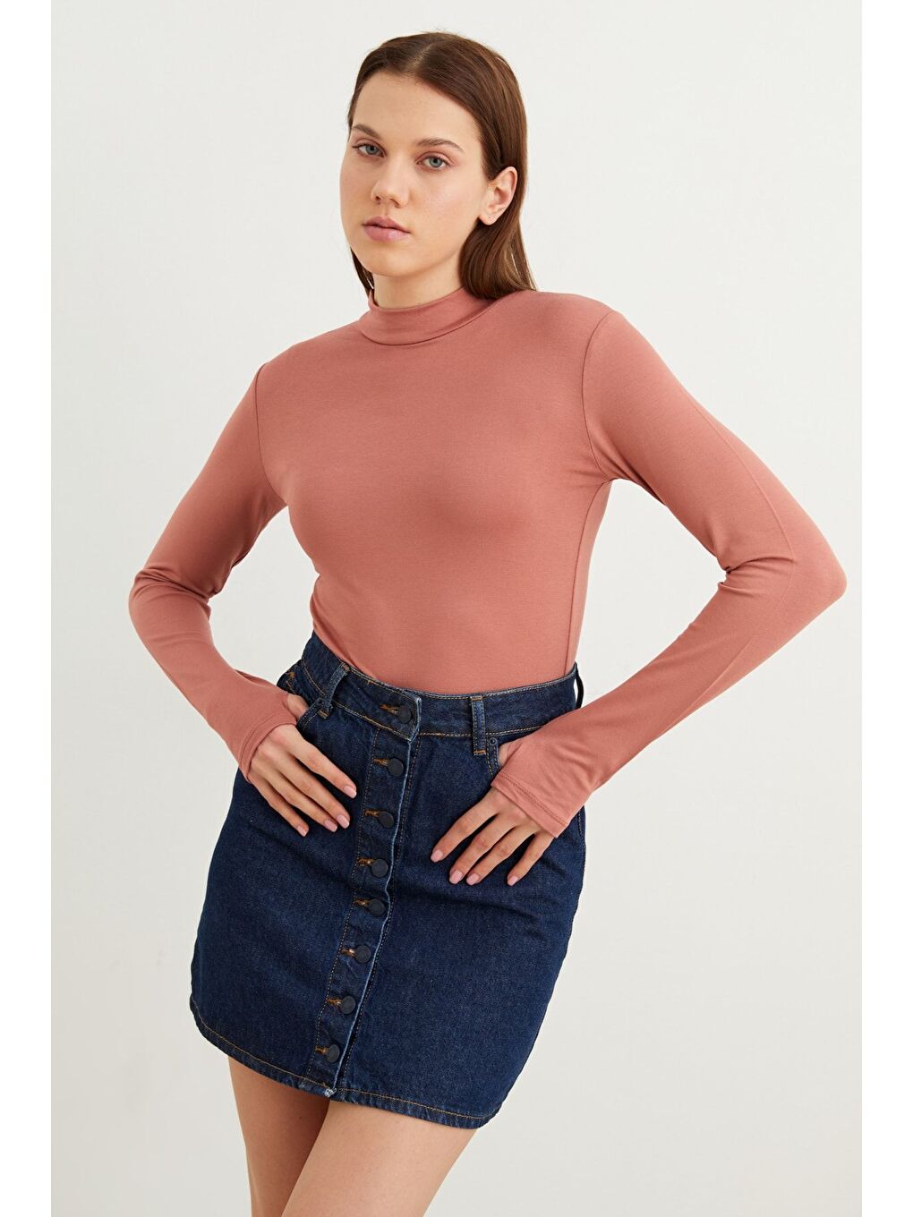 Pembe Kadın Gülkurusu Parmak Detaylı Body