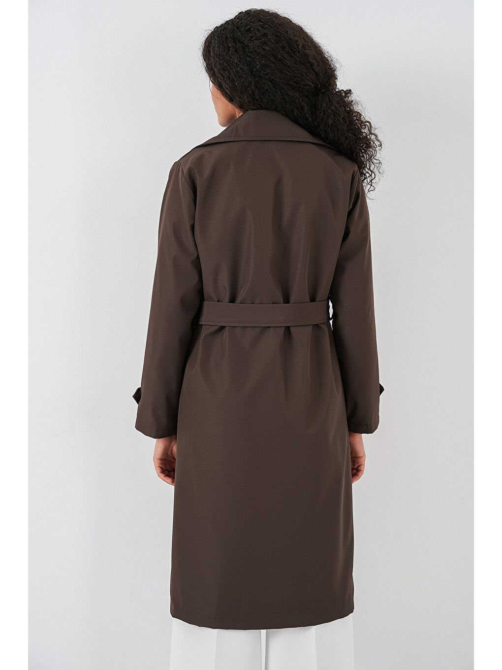 5918 Kruvaze Yaka Trençkot - C. Kahverengi-5