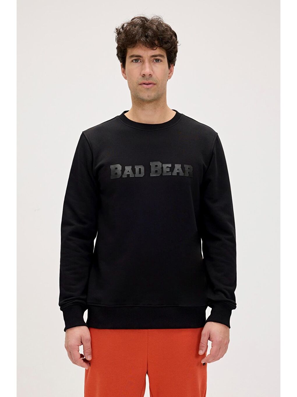 Siyah Snow Si̇yah Crewneck Erkek Baskılı Sweatshirt