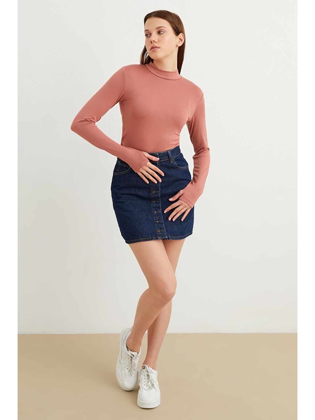 Pembe Kadın Gülkurusu Parmak Detaylı Body-1