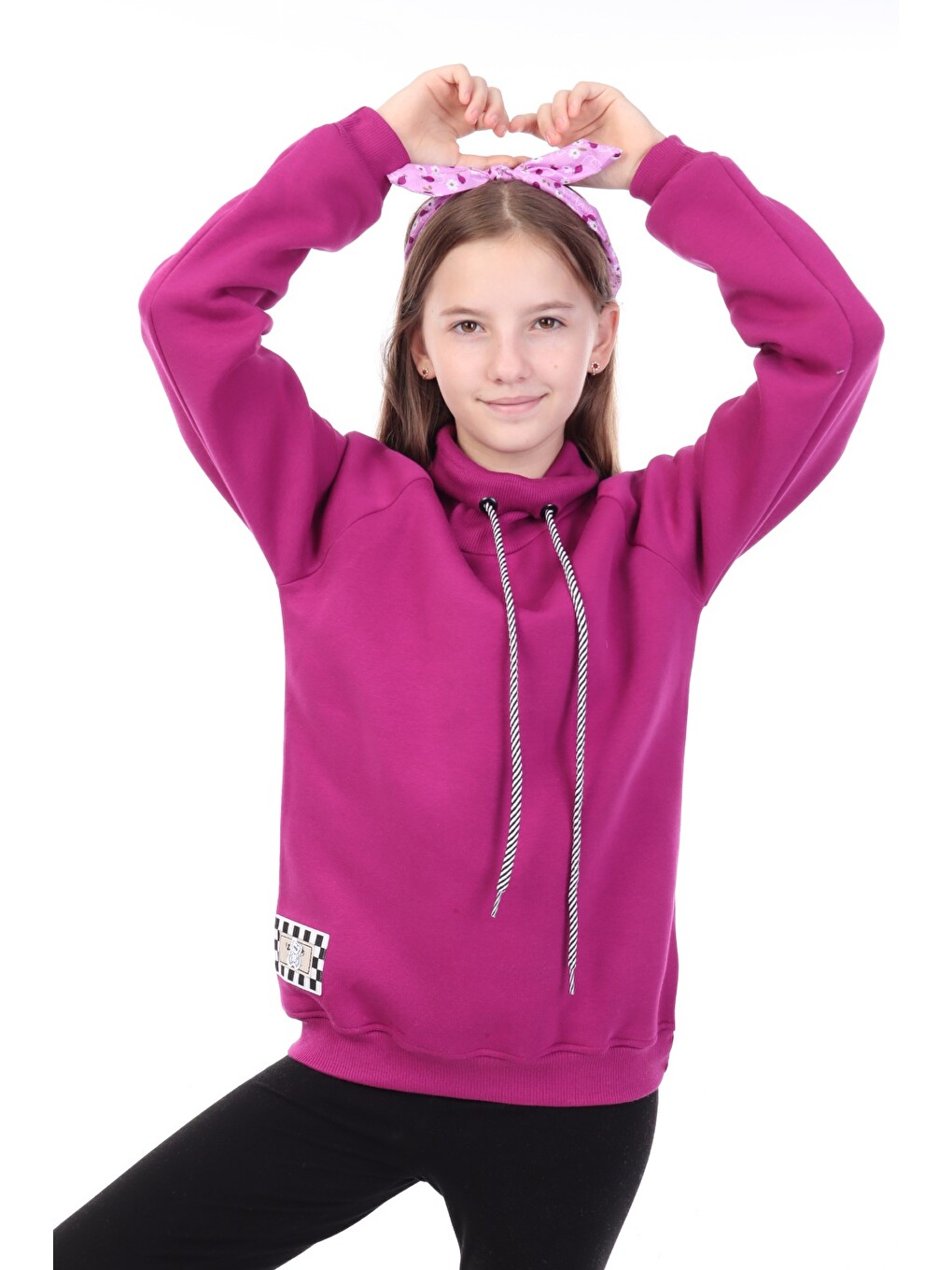 Siyah Kız Çocuk Baskılı Sweatshirt