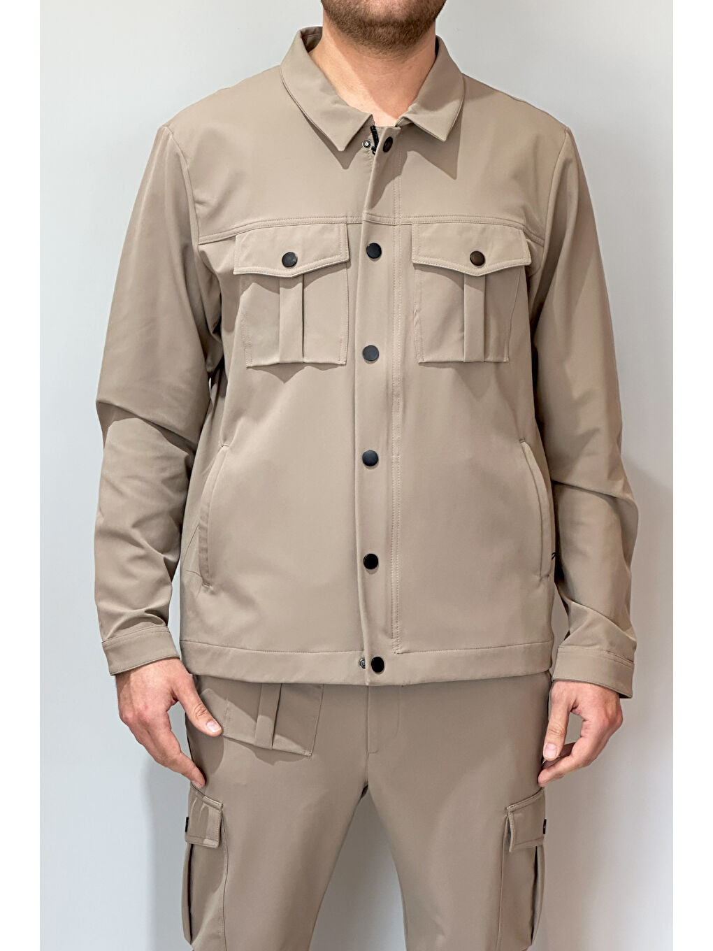 Erkek Modern Fermuarlı Üst 24720 Bej-4