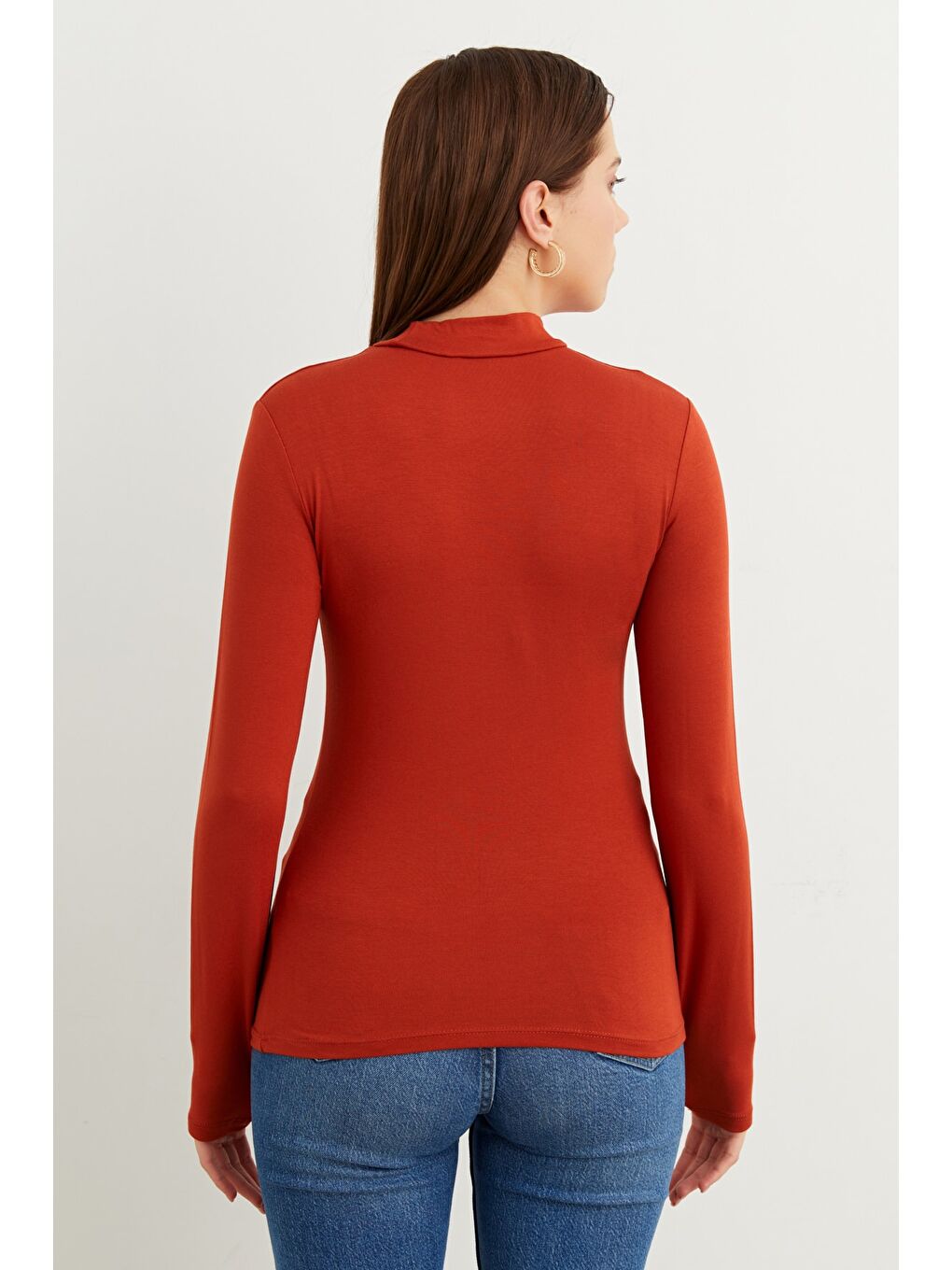 Kahverengi Kadın Kiremit Parmak Detaylı Body-2