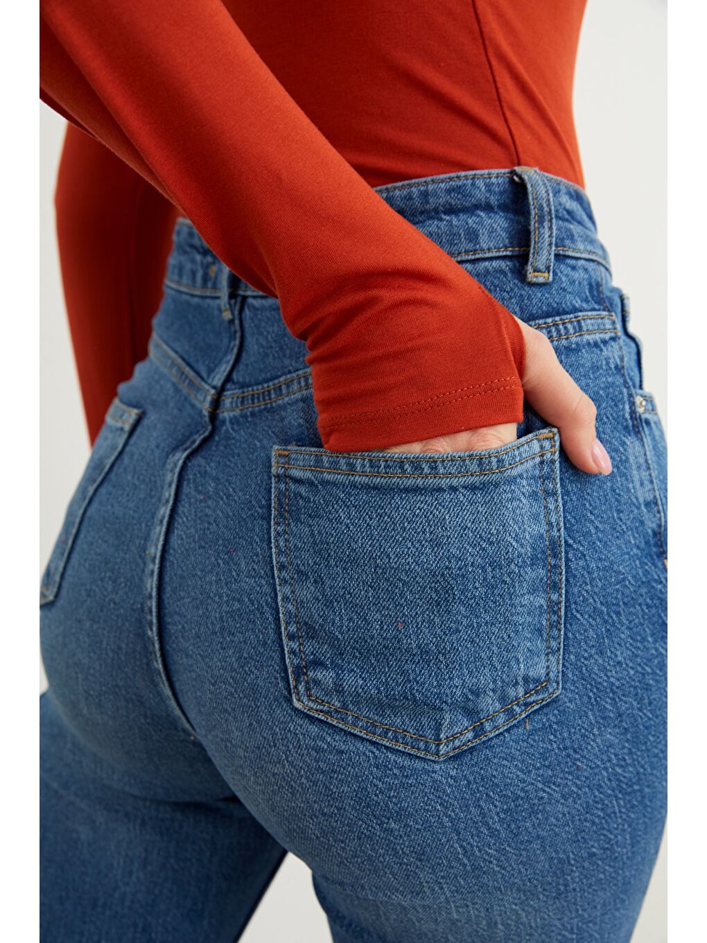 Kahverengi Kadın Kiremit Parmak Detaylı Body-3