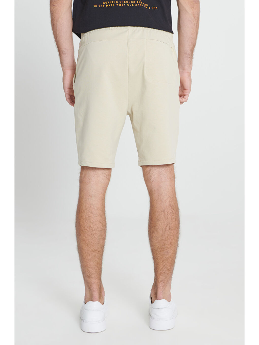 Erkek Bej Slim Fit  Normal Kesim Pamuklu Cepli Örme Şort-4