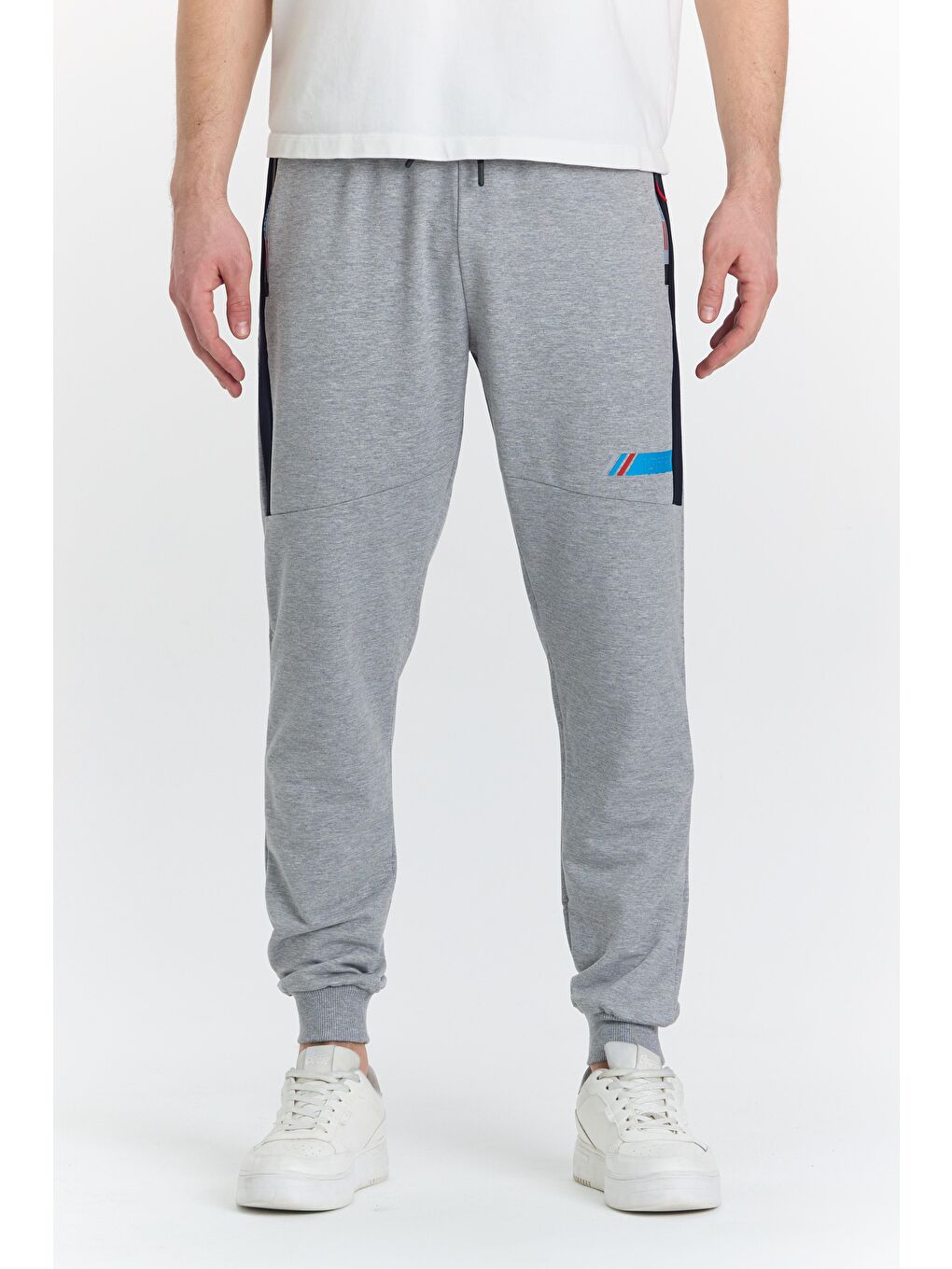 Erkek Pamuklu Baskılı Eşofman Altı Gri Melanj 5425-G-1