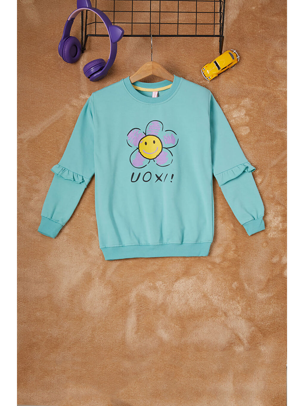 Pembe Life Kids Club Yeşil Papatya Baskılı Kız Çocuk Sweatshirt 16610