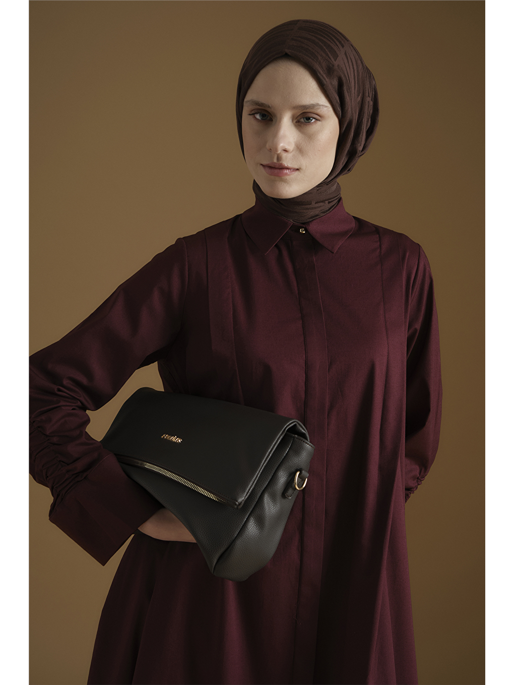 Oversize Tunik Elbise Mürdüm-2