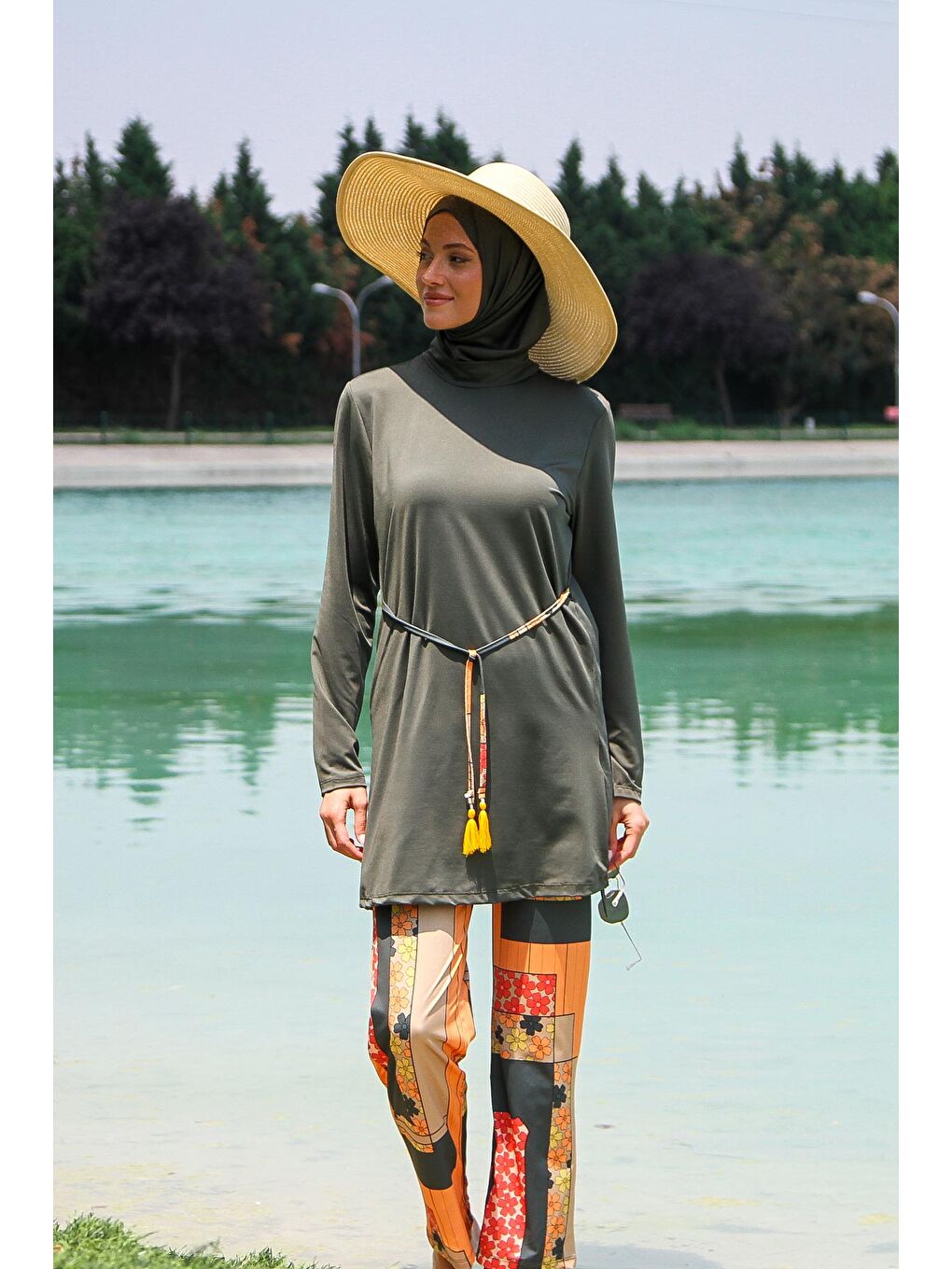 Tesettür Mayo 3’lü Tam Kapalı Bel Bağlamalı Haki M2226-2