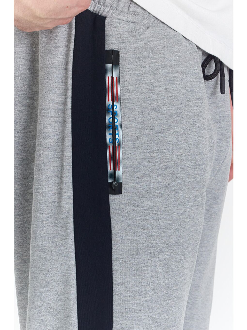 Erkek Pamuklu Baskılı Eşofman Altı Gri Melanj 5425-G-5