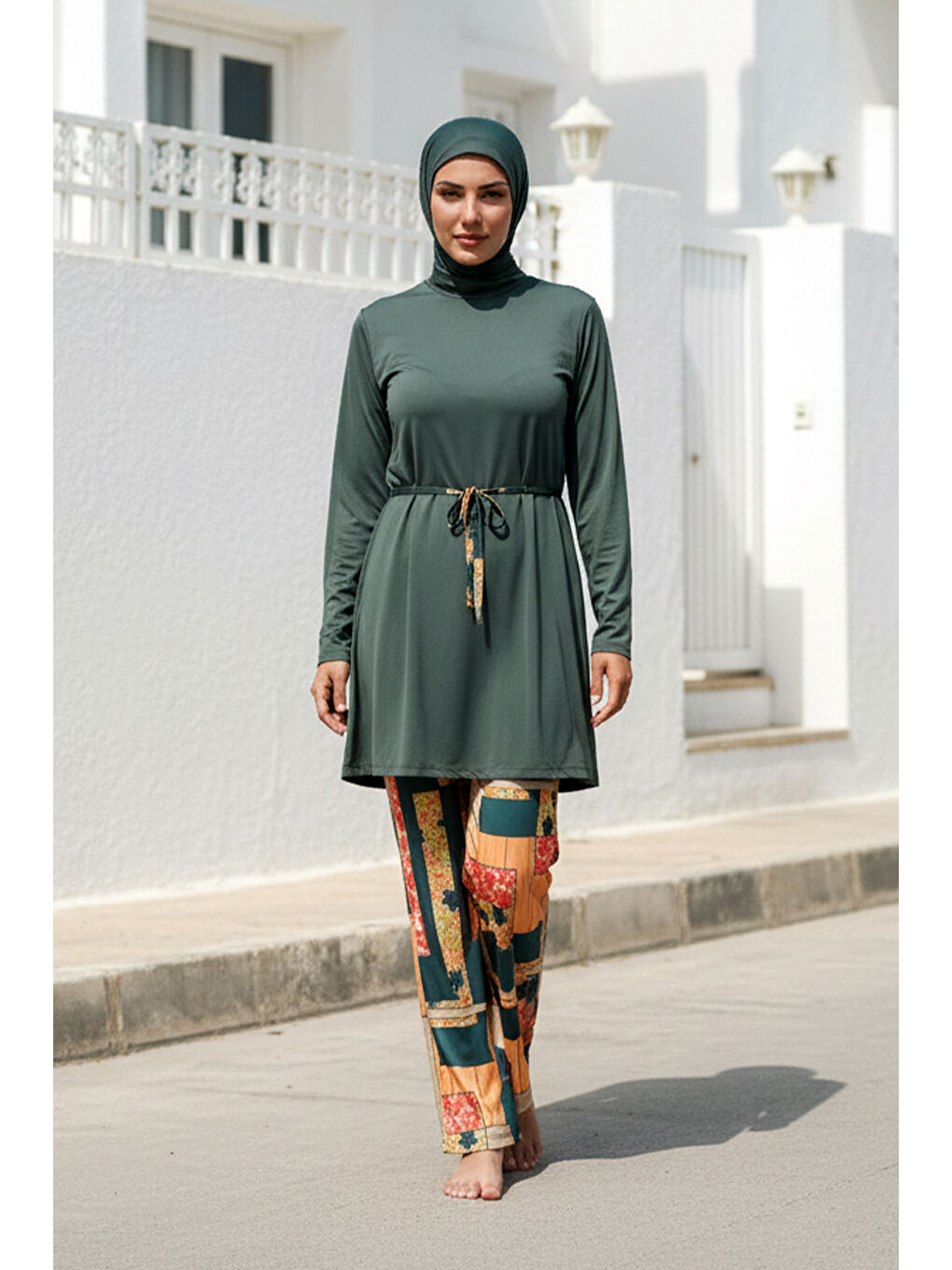 Tesettür Mayo 3’lü Tam Kapalı Bel Bağlamalı Haki M2226-3