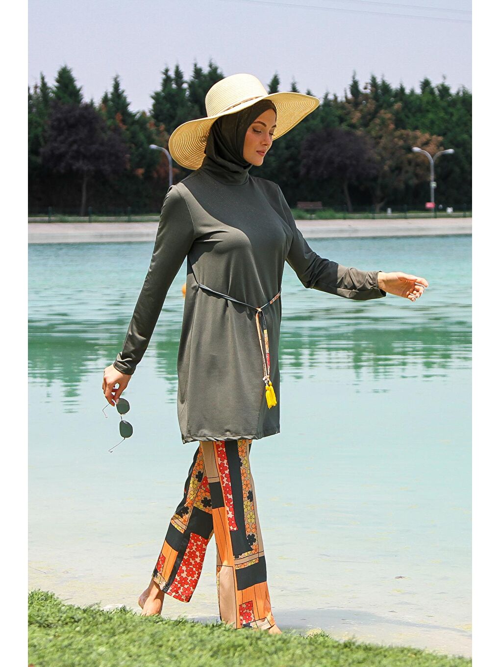 Tesettür Mayo 3’lü Tam Kapalı Bel Bağlamalı Haki M2226-4