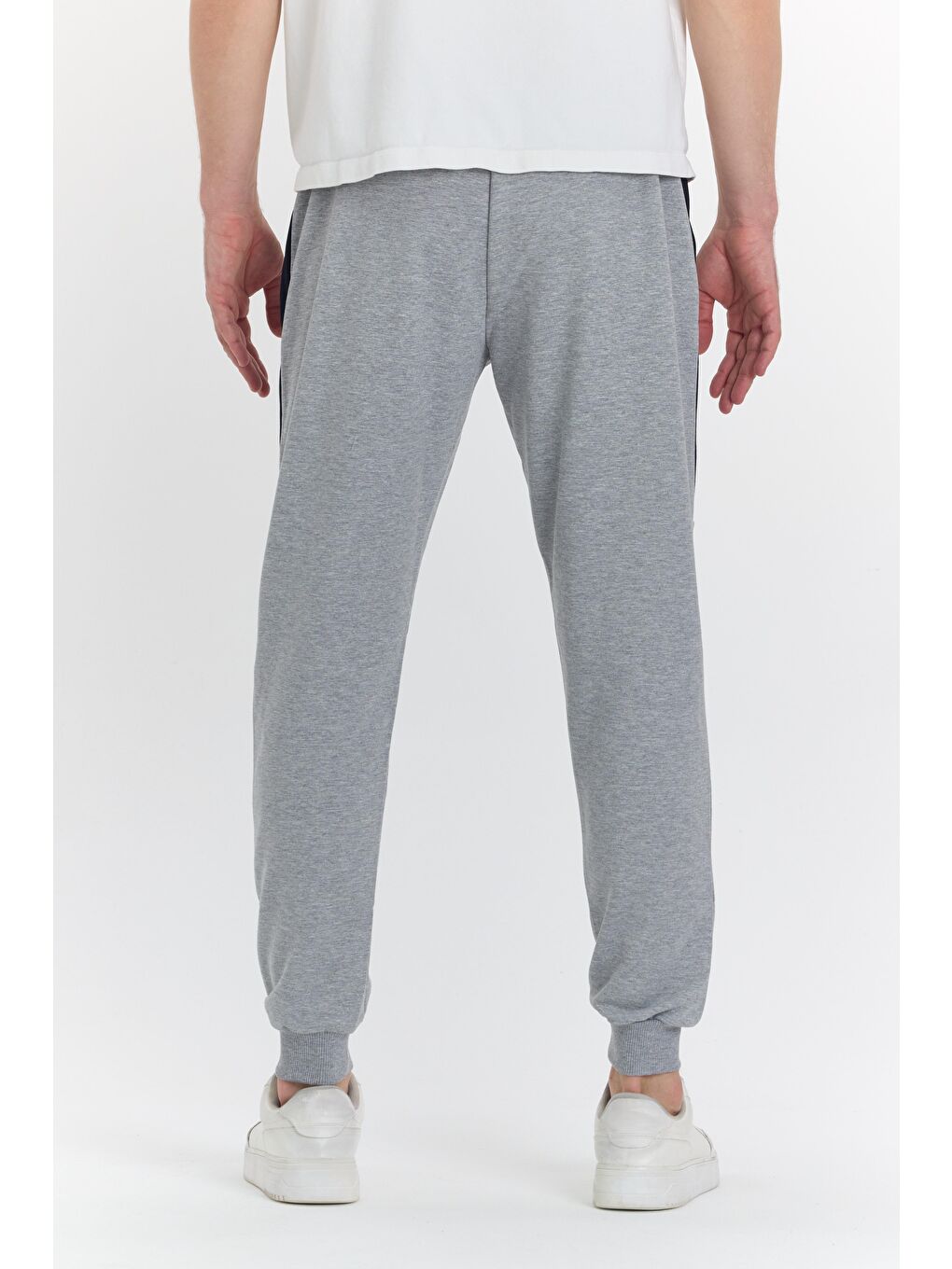 Erkek Pamuklu Baskılı Eşofman Altı Gri Melanj 5425-G-6