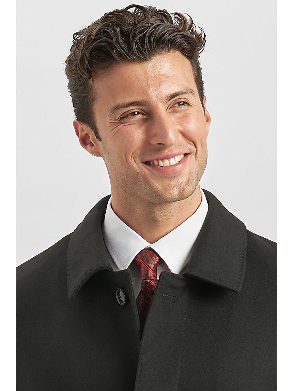 Siyah Kaşe Berberi Yaka Yırtmaçlı Kapitoneli Astar Comfort Fit Rahat Kesim Palto 1005245152-3