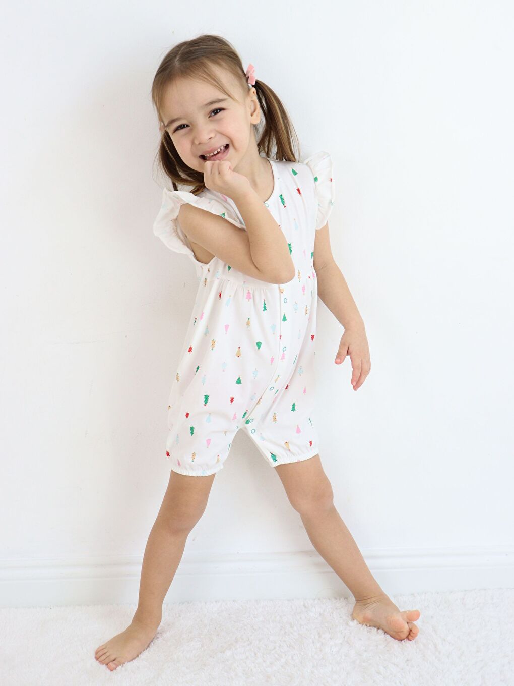 Mor Bisiklet Yaka Baskılı Kız Bebek Tulum 2'li-6