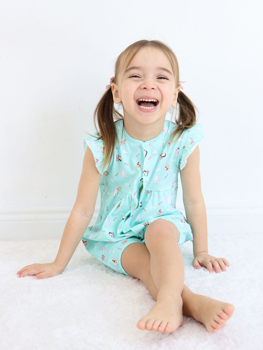 Mor Bisiklet Yaka Baskılı Kız Bebek Tulum 2'li-11