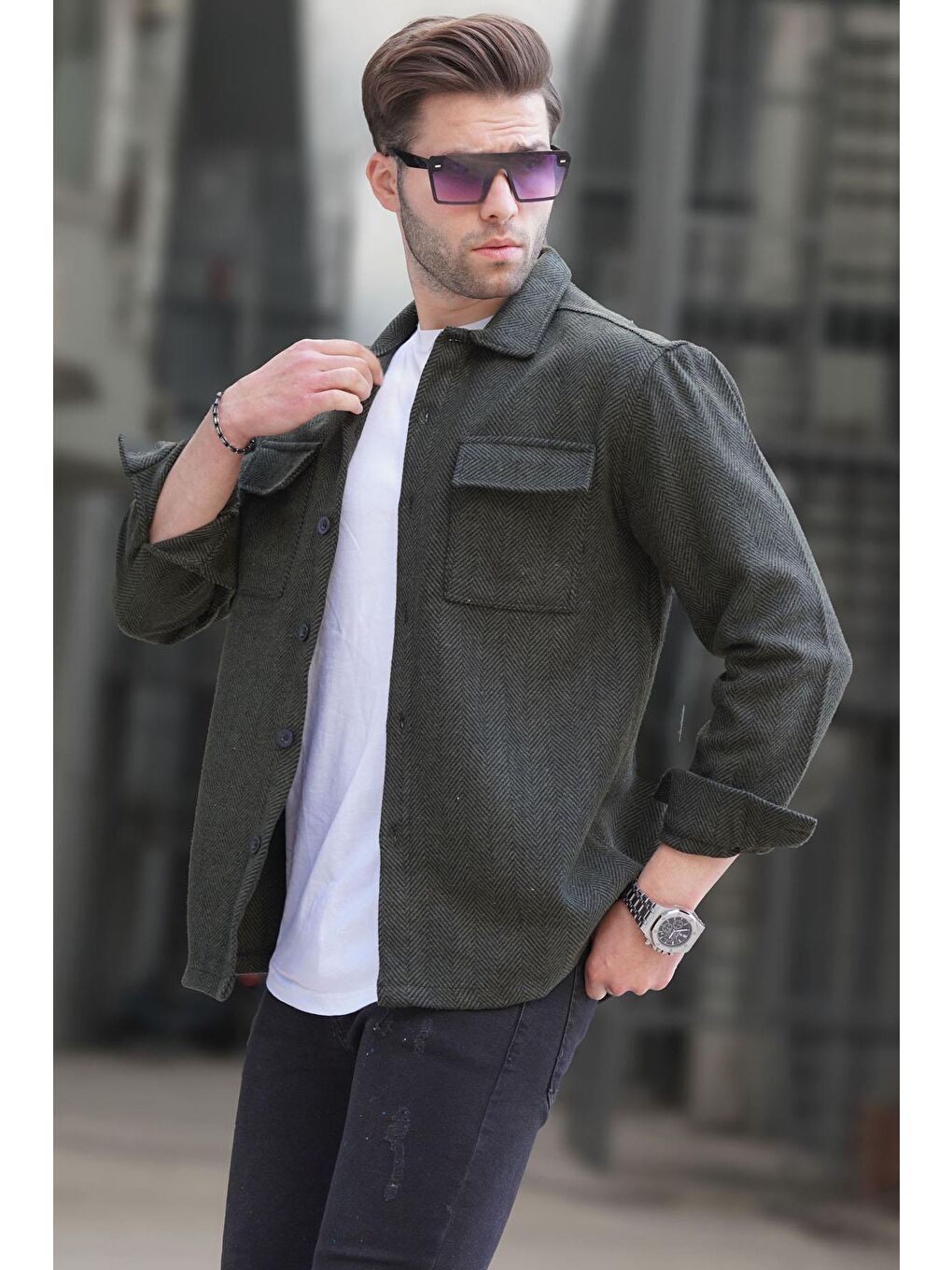 Haki Oduncu Erkek Gömlek 6726-1