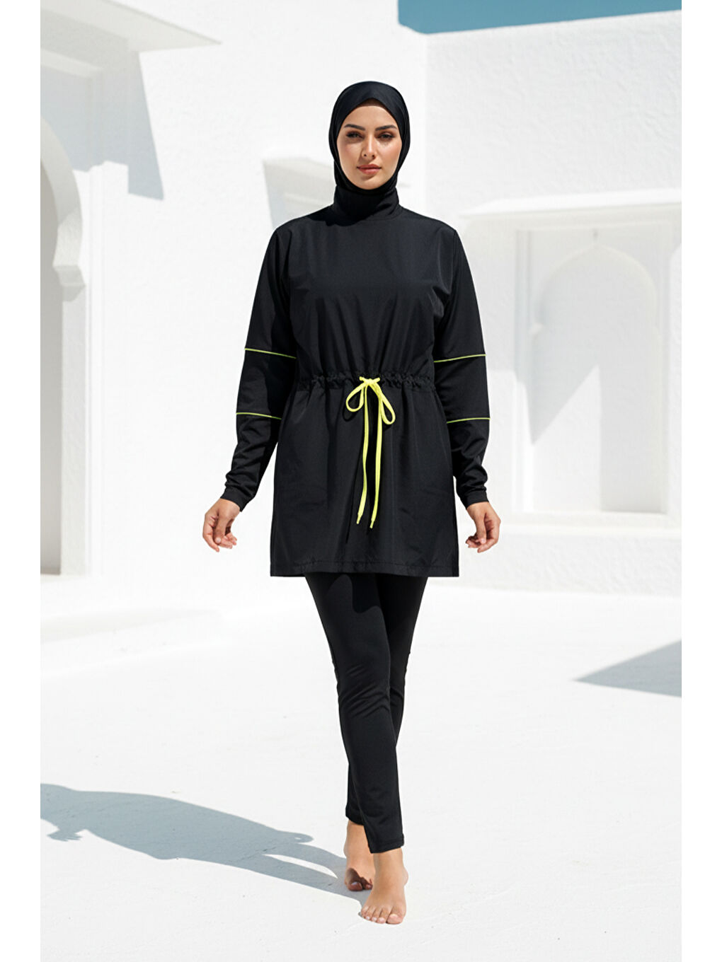 Siyah Tesettür Mayo 3’lü Tam Kapalı Paraşüt Kumaş M2272