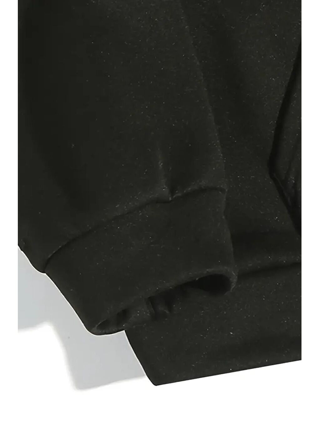 Siyah Ön Yazı Baskılı İçi Pamuklu Unisex Sweatshirt-2