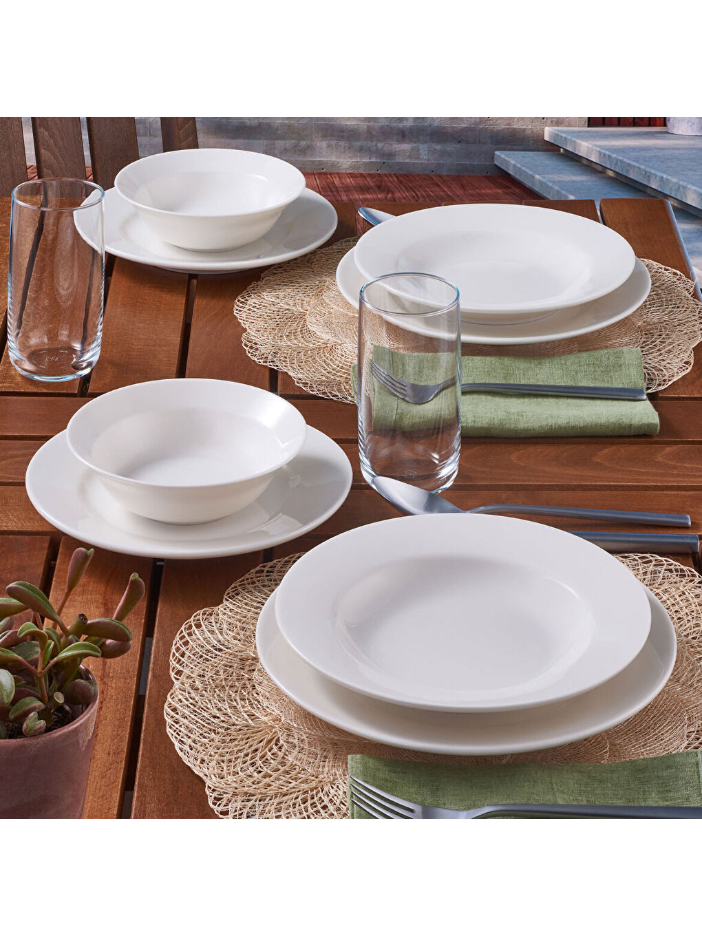 Ekru Yonca 24 Parça 6 Kişilik Yemek Takımı