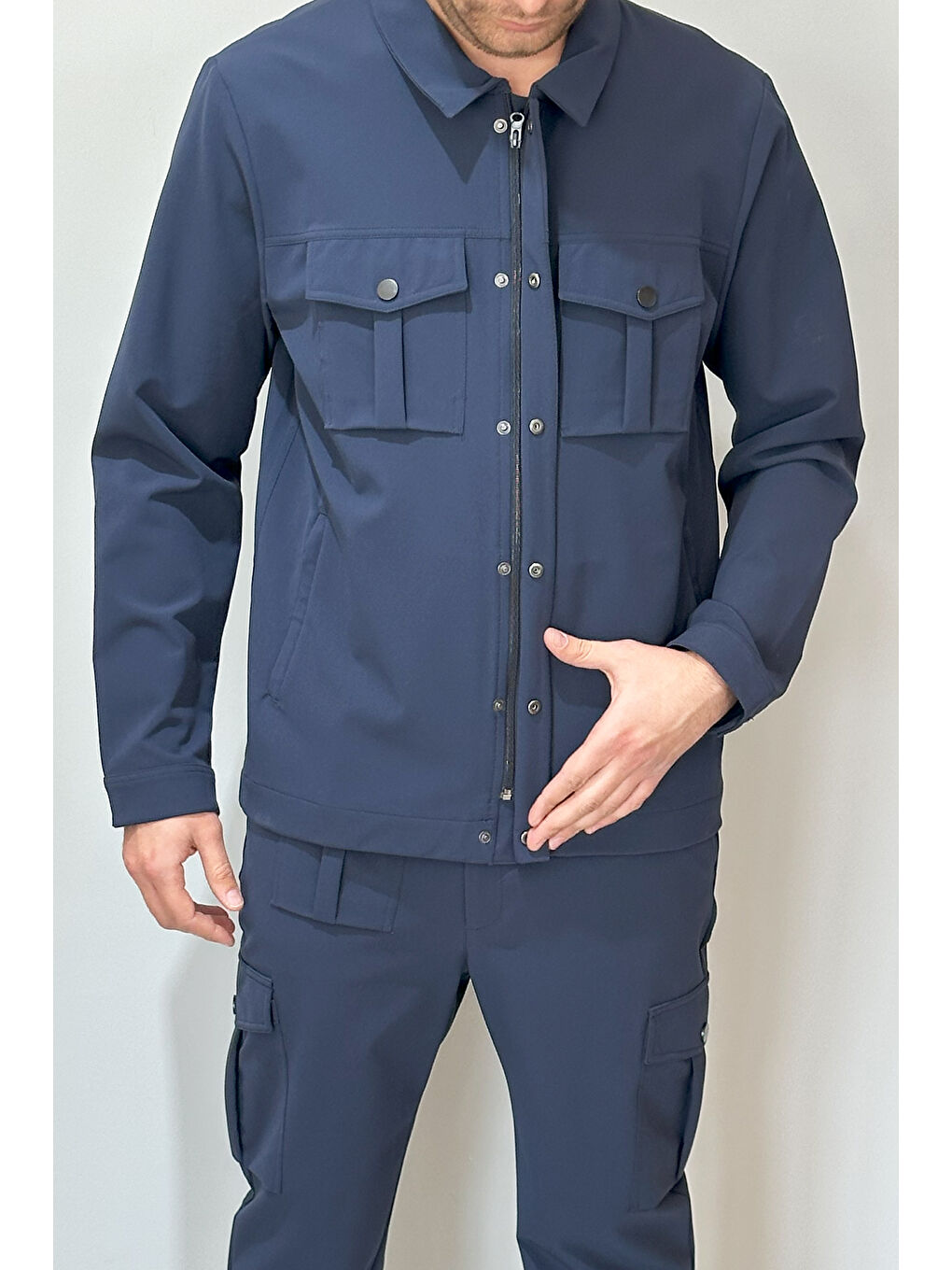 Erkek Modern Fermuarlı Üst 24720 Lacivert-1