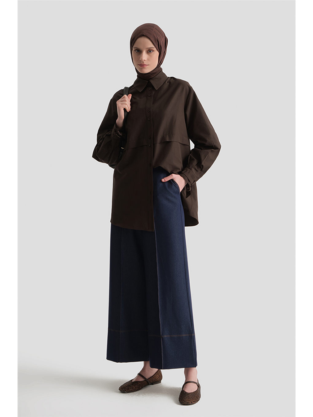 Dikiş Detaylı Denim Pantolon İndigo-1