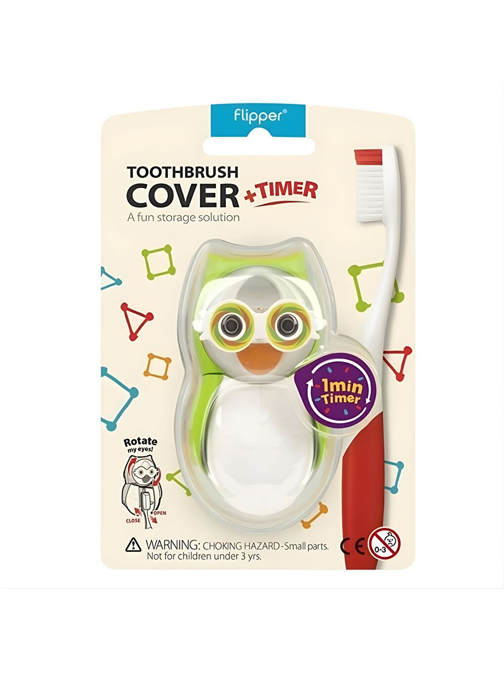 Flipper Baykuş Figürlü Kum Saatli Fırça Saklama Kabı-Çok Renkli