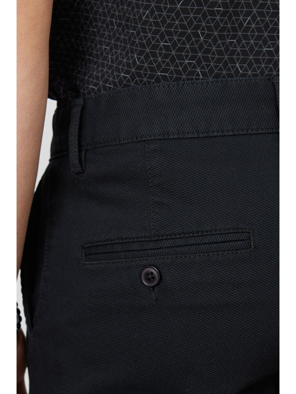 Erkek Siyah Slim Fit Dar Kesim Yan Cepli Pamuklu Esnek Armürlü Pantolon-5