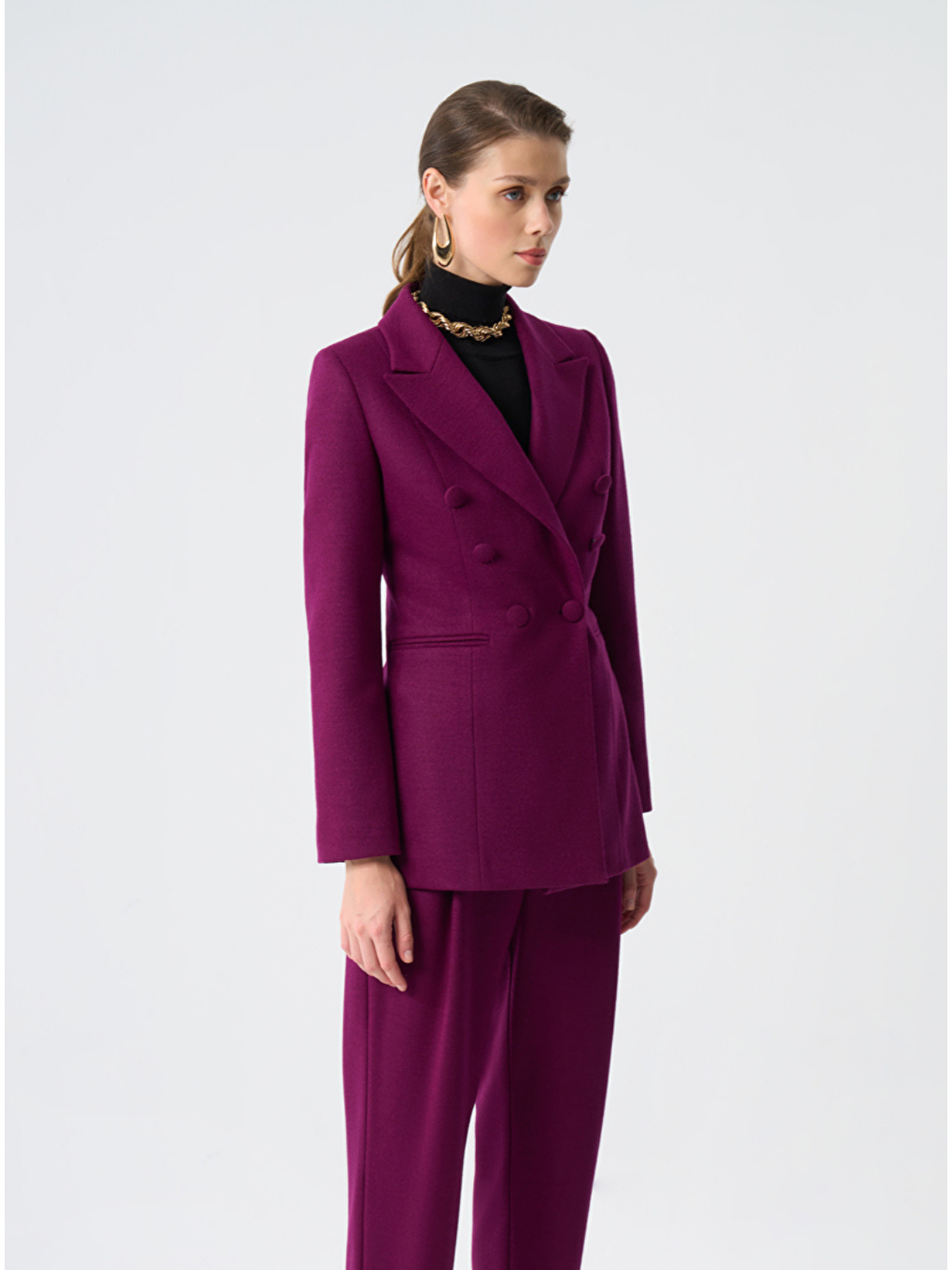 Keçe Dokulu Premıum Mürdüm Ceket-1