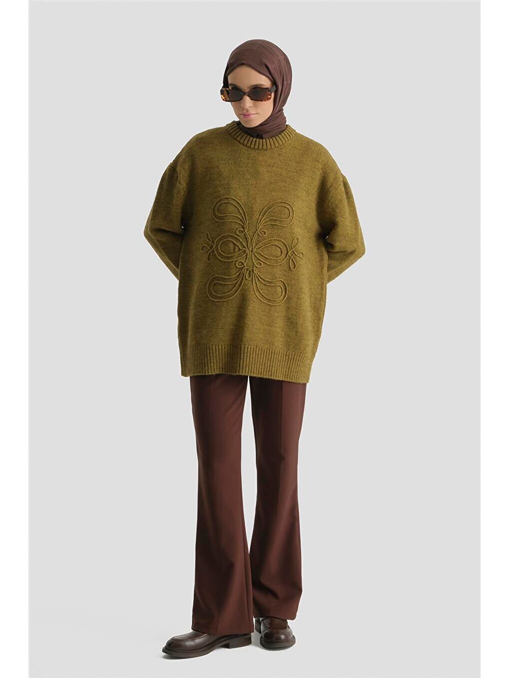 Flare Pantolon 25Kd1303 Kahverengi-1