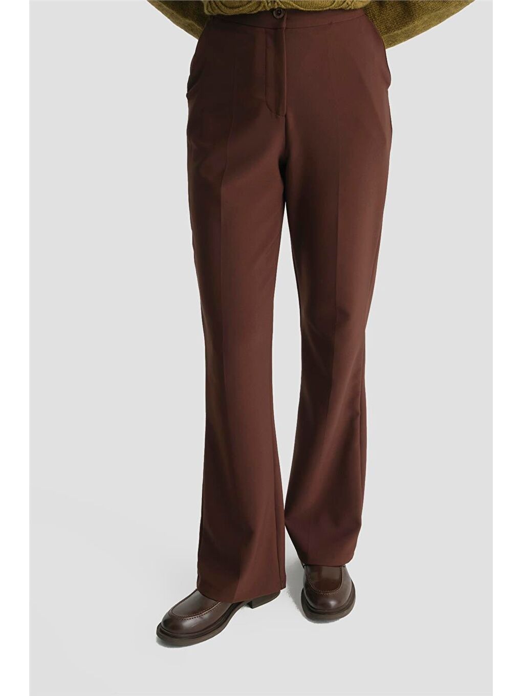 Flare Pantolon 25Kd1303 Kahverengi-2