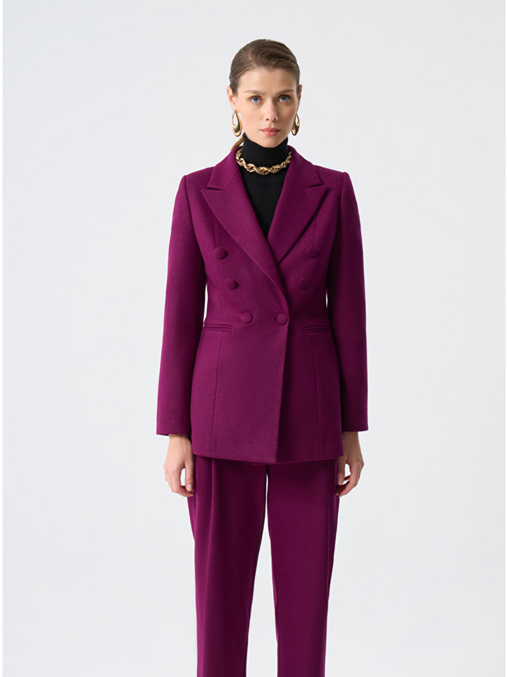 Keçe Dokulu Premıum Mürdüm Ceket-3