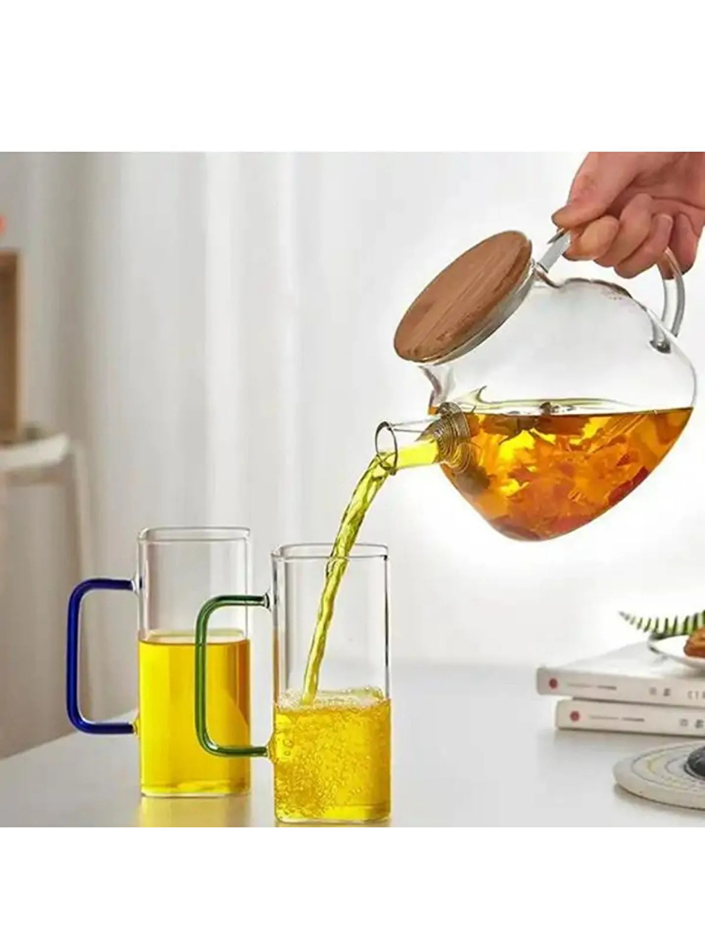 Gri Kare Cam Füme Kulplu Meşrubat Süt Su Bardağı 350 ml 3 Adet-3