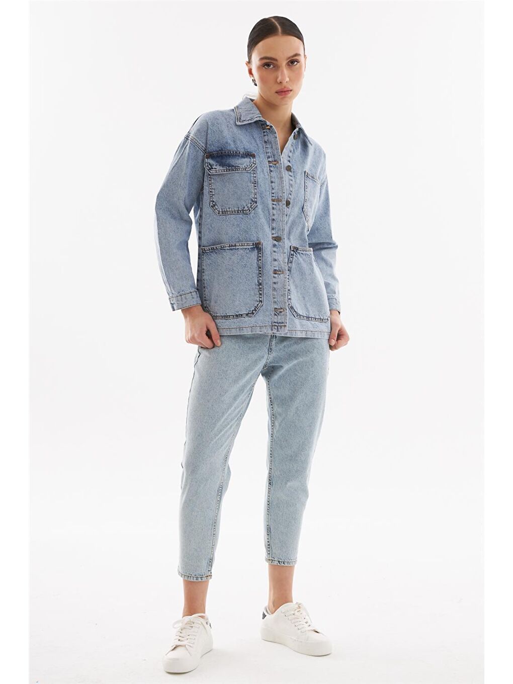 Explode Açık Mavi Kadın Oversize Denim Ceket Açık Mavi - 3