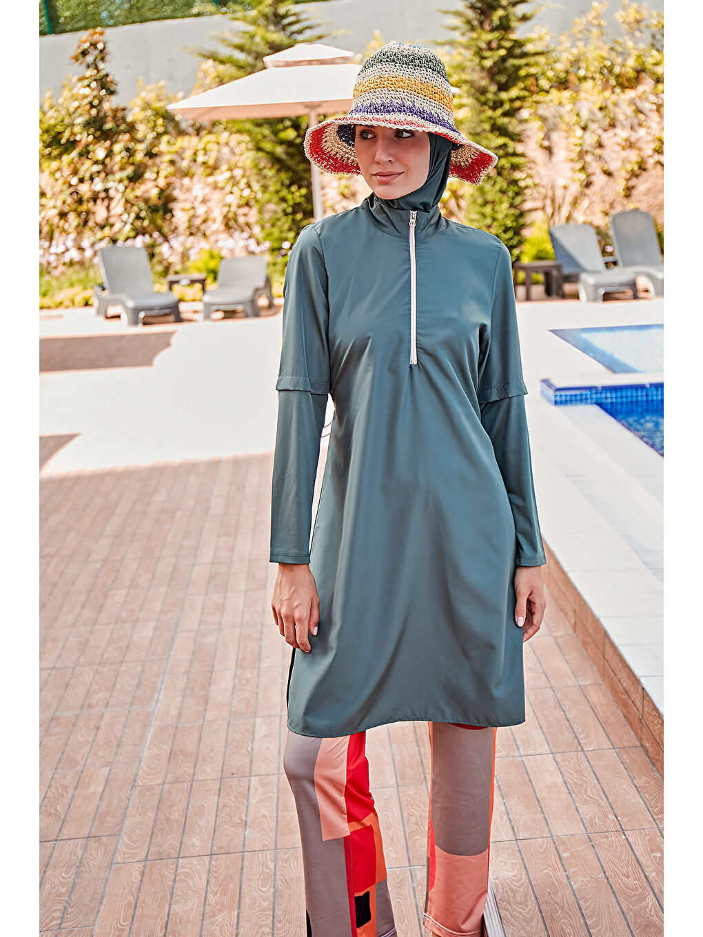 Tesettür Mayo 4’lü Tam Kapalı Paraşüt Haki M2279-2