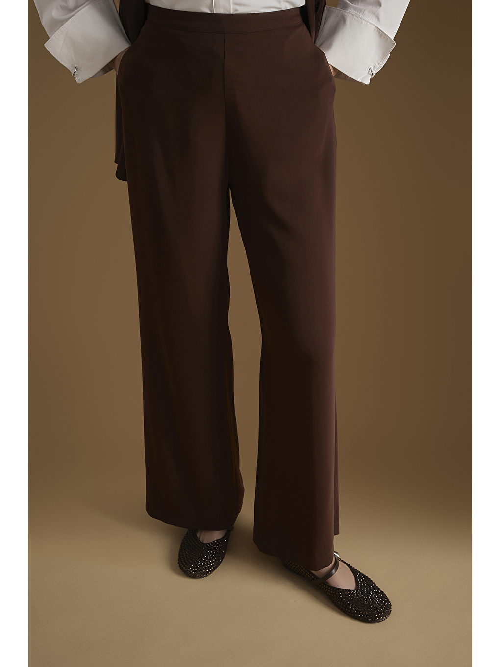 Kahverengi Pileli Palazzo Pantolon Acı Kahve-1